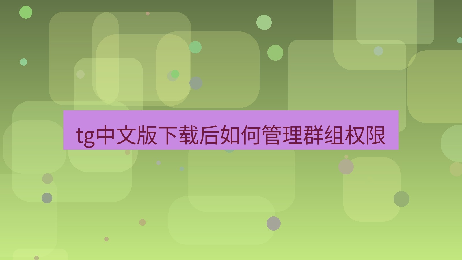 tg中文版下载 tg中文版下载后如何管理群组权限